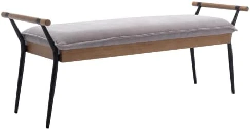 HEAH-YO Modern Indoor Bench, 18” Seat Height Entryway Bench With PU Leather Strap And Metal Legs, Linen Footstool And Ottoman For Living Room Bedroom, Gray 9 HEAH-YO Modern Indoor Bench, 18” Seat Height Entryway Bench With PU Leather Strap And Metal Legs, Linen Footstool And Ottoman For Living Room Bedroom, Gray - Image 9