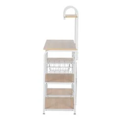 Tesmula Light Beige Kitchen Baker's Rack Utility Storage Shelf 35.5" Microwave Stand 4-Tier 3-Tier Shelf For Organizer Workstation With 10 Hooks For Household -Safavieh Furniture 31z4VBxu4FL 1