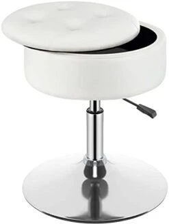 GREENSTELL Vanity Stool With Storage, 360°Swivel Makeup Stool, 17.9" To 24.2" Height Adjustable PU Leather Vanity Chair With Removeable Tray, Modern Round Ottoman For Bedroom Bathroom White 15 GREENSTELL Vanity Stool With Storage, 360°Swivel Makeup Stool, 17.9" To 24.2" Height Adjustable PU Leather Vanity Chair With Removeable Tray, Modern Round Ottoman For Bedroom Bathroom White -Safavieh Furniture 31zAlQDuPHL. AC