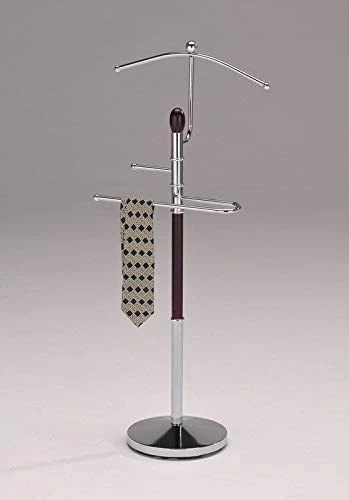 King's Brand Wood & Metal Suit Valet Rack Stand Organizer, Walnut Finish 2 King's Brand Wood & Metal Suit Valet Rack Stand Organizer, Walnut Finish - Image 2