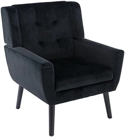 Dolonm Midcentury Modern Accent Chair With Arms, Upholstered Fabric Reading Side Chair Tufted Back Decorative Wingback Chair For Living Room Bedroom (Light Grey) 6 Dolonm Midcentury Modern Accent Chair With Arms, Upholstered Fabric Reading Side Chair Tufted Back Decorative Wingback Chair For Living Room Bedroom (Light Grey) - Image 6