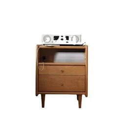 ERTUO Nightstand, Bedside Table With 2 Drawers And Storage Shelves, For Living Room, Bedroom