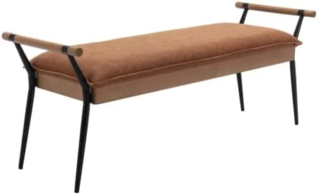 HEAH-YO Modern Indoor Bench, 18” Seat Height Entryway Bench With PU Leather Strap And Metal Legs, Linen Footstool And Ottoman For Living Room Bedroom, Gray 12 HEAH-YO Modern Indoor Bench, 18” Seat Height Entryway Bench With PU Leather Strap And Metal Legs, Linen Footstool And Ottoman For Living Room Bedroom, Gray - Image 12