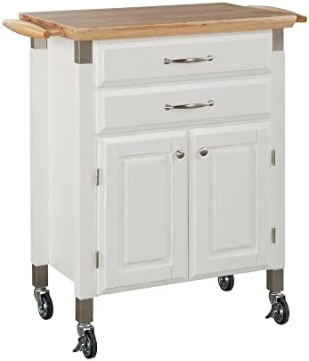 Home Styles Black Dolly Madison Prep And Serve Kitchen Cart With Natural Top, Locking Casters, Two Drawers, Two Storage Cabinets 4 Home Styles Black Dolly Madison Prep And Serve Kitchen Cart With Natural Top, Locking Casters, Two Drawers, Two Storage Cabinets - Image 4