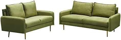 INSTORY Velvet Sofa Set Modern Sofa & Loveseat Set 2 Piece Tufted Couch Set With Metal Legs For Living Room, Office, Bedroom - Ginger 11 INSTORY Velvet Sofa Set Modern Sofa & Loveseat Set 2 Piece Tufted Couch Set With Metal Legs For Living Room, Office, Bedroom - Ginger - Image 11