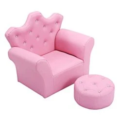 Casart Kids Sofa, Toddler Chiars For Girls Kid Couch With Armrest And Ottoman, Pink Princess Chair For Little Girl Upholstered Couch Seat