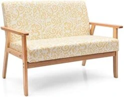 POWERSTONE Modern Upholstered Loveseat, Fabric Loveseat Sofa Couch Wooden 2-Seat Armchair For Home And Office (Yellow, Loveseat) -Safavieh Furniture 41 EIPKsheL. AC