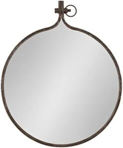 Kate And Laurel Yitro Round Industrial Modern Metal Framed Wall Mirror, 23.5x28.5, Black -Safavieh Furniture 41 LHgS0XpL. AC