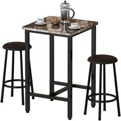 DKLGG 3-Piece Bar Table Set, 24" Square Counter Height Pub Table Dining Table Set With PU Leather Stools, Small Kitchen Table Bar Table And Chairs Set For Living Room, Kitchen, Small Space -Safavieh Furniture 41 PQrCb87L. AC