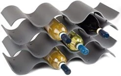 Bariboo Wave Wine Bottle Holder - Wine Rack Inserts For Cabinet That Fits 12 Bottles, Premium Plastic Countertop Wine Rack (Black, XL) -Safavieh Furniture 41 Q1T42Z5L. AC