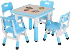 Arlopu Toddler Table And Chair Set Height Adjustable, Kids Activity Table For Reading, Drawing, Eating, Studying, Parent-Child Interaction, Max 220lbs (Grey) -Safavieh Furniture 41 uFe91WtL. AC