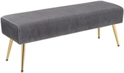 Furnimart Velvet Ottoman Bench Upholstered Tufted Bench With Padded Seat, Footrest Foot Stool With Sturdy Metal Leg, For Bedroom Living Room Entryway -Safavieh Furniture 4101PnuT8ZL. AC