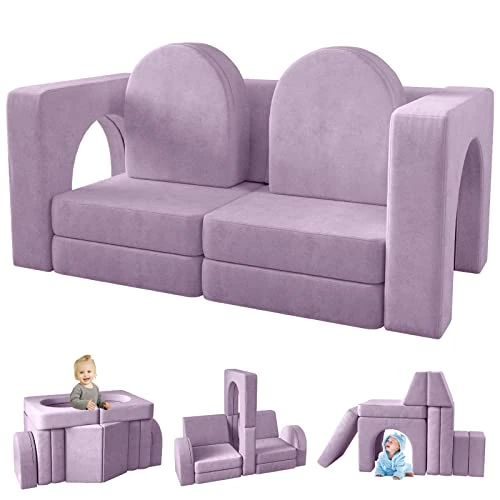 Wanan Kids Couch 10PCS, Toddler Couch With Modular Kids Couch For Playroom Bedroom, 10 In 1 Multifunctional Toddler Couch For Playing, Creativing, Sleeping, Indoor Kids Sofa (Blueberry) 1 Wanan Kids Couch 10PCS, Toddler Couch With Modular Kids Couch For Playroom Bedroom, 10 In 1 Multifunctional Toddler Couch For Playing, Creativing, Sleeping, Indoor Kids Sofa (Blueberry)