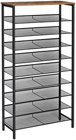 HOOBRO 8-Tier Shoe Rack, Large Capacity Shoe Shelf, Stable And Sturdy, Shoe Storage Organizer With Flat & Slant Adjustable Metal Shelves, For 21-28 Pairs Of Shoes, Space Saver, Sturdy BF18XJ01 -Safavieh Furniture 4104T 9FgqL. AC