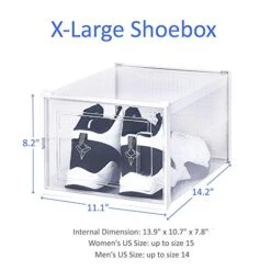 ACHub XL Stackable Shoe Box - Ventilated, Transparent Shoe Storage & Shoe Organizer For Closet, Garage, Under Bed & Entryway - 6 Pack Collapsible, X-Large Sneaker Storage - White -Safavieh Furniture 410EFWWFbgL