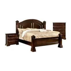 Of America FOA Oulette 3pc Cherry Solid Wood Bedroom Set - King + Nightstand + Chest