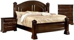 Of America FOA Oulette 3pc Cherry Solid Wood Bedroom Set - King + Nightstand + Chest -Safavieh Furniture 410G078EURL. AC 2