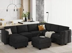 Belffin Large Modular Sectional Sofa U Shaped Couch Set With Storage Convertible Large Couch U Shape Set Reversible Chaise Dark Grey -Safavieh Furniture 410Y5DTz2AL. AC