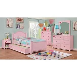 BOWERY HILL Transitional Wood 1-Drawer Nightstand In Pink 9 BOWERY HILL Transitional Wood 1-Drawer Nightstand In Pink -Safavieh Furniture 410aKgI4thL