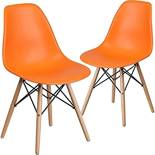 Flash Furniture Elon Series White Plastic Chair With Wooden Legs 7 Flash Furniture Elon Series White Plastic Chair With Wooden Legs - Image 7