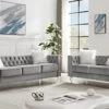 Mikibama Velvet Loveseat Sofa Couch Set For Living Room, Modern Decor Furniture Tufted Sofa Set With Nailhead Acrylic Legs And 2 Pillows For Bedroom, Hall(Grey)