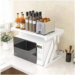 PURRSI Microwave Oven Rack Microwave Shelf For Kitchen Counter 2 Tiers Microwave Stand Countertop Organizer For Kitchen Counter (Color : Teak) -Safavieh Furniture 410sqnRHzkL. AC