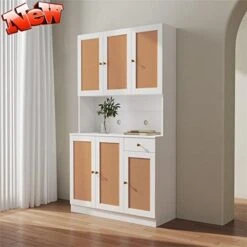 GENERIC AOMUSON New Upgrade Thicken Wood 71 Inch Tall Kitchen Pantry Cabinets, Farmhouse Freestanding Storage Cabinets Wardrobe Armoire, Kitchen Buffet Cabinet With 6 Doors, Shelves & Drawer (Walnut) -Safavieh Furniture 4110vZbBhGL. AC