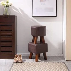 Upholstered Footstool, Pouf Chair Multifunctional Changing Shoe Stool With Wooden Leg For Bedroom, Living Room, Office,S3 (S2) High Capacity -Safavieh Furniture 41178qPa0nL