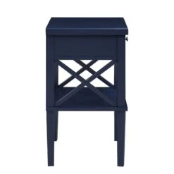 Comfort Pointe Marta Midnight Blue Wood Nightstand With 1 Drawer And X Sides -Safavieh Furniture 411BxVlBRDL