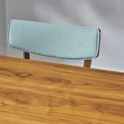 Christopher Knight Home Nissie Mid-Century Wood Dining Set With Fabric Chairs, 5-Pcs Set, Natural Walnut Finish / Mint -Safavieh Furniture 411BxdvvHUL