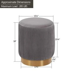 Duhome Modern Round Velvet Ottoman Footrest Vanity Stool Gray 12 Duhome Modern Round Velvet Ottoman Footrest Vanity Stool Gray -Safavieh Furniture 411GnAEmP4L