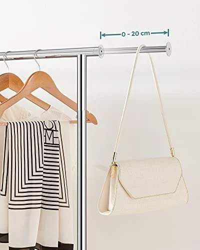 SONGMICS Heavy Duty Metal Clothes Rail With Shoes Shelf, Maximum Load Of 50 Kg, One Rod, Silver 5 SONGMICS Heavy Duty Metal Clothes Rail With Shoes Shelf, Maximum Load Of 50 Kg, One Rod, Silver - Image 5