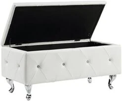Christies Home Living Silver Crystal Tufted Storage Bench, -Safavieh Furniture 411KRsJWr8L. AC