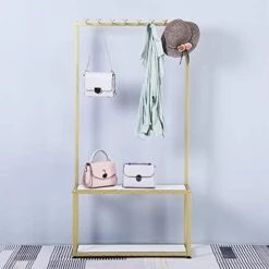 FURVOKIA Industrial Metal And Wood Entryway Furniture Hall Trees With Coat Rack Shoe Bag Hat Storage Bench,Floor-Standing 2 Tier Display Stand (Gold Square Tube, 31.5" L) 11 FURVOKIA Industrial Metal And Wood Entryway Furniture Hall Trees With Coat Rack Shoe Bag Hat Storage Bench,Floor-Standing 2 Tier Display Stand (Gold Square Tube, 31.5" L) -Safavieh Furniture 411L9jPRz8L. AC