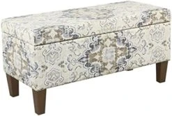 HomePop Large Upholstered Rectangular Storage Ottoman Bench With Hinged Lid, Slate Damask -Safavieh Furniture 411TlqPwOjL. AC