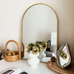 HARRITPURE 24" X 36" Arch Mirror Bathroom Wall Mounted Mirrors Black Vanity Mirror With Metal Frame For Bedroom Living Room Entryway -Safavieh Furniture 411X VZbQFL. AC 1