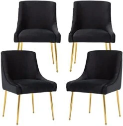 ZHENGHAO Velvet Dining Chairs Set Of 6, Modern Accent Kitchen Chairs With Gold Legs Upholstered Guest Chairs For Living Room/Kitchen/Restaurant, White -Safavieh Furniture 411Yk2JLD2L. AC