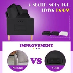 TYBOATLE Modern Faux Leather Living Room Furniture Sectional Sofa Sets 2 Pieces, Loveseat Couch W/ 2 USB Charging Ports And Comfy Accent Arm Chair For Small Space, Apartment, Office, Studio (Black) 12 TYBOATLE Modern Faux Leather Living Room Furniture Sectional Sofa Sets 2 Pieces, Loveseat Couch W/ 2 USB Charging Ports And Comfy Accent Arm Chair For Small Space, Apartment, Office, Studio (Black) -Safavieh Furniture 411bBUAOliL 1