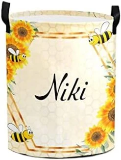 Blush Pink Gold Floral Laundry Hamper Personalized With Name Canvas Waterproof Storage Bin With Handle For Kids Nursery Hamper Gift Baskets Home Organizer -Safavieh Furniture 411iEtdZvsL. AC