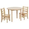 ECR4Kids 30in D Hardwood Table And Chairs, 12in Seat Height, Kids Furniture, Natural