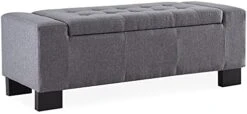 BELLEZE 50 Inch Storage Ottoman Bench, Upholstered Tufted Linen Fabric, Foam Padded Large Rectangular Footrest, Living Room Furniture - Arlington (Gray) -Safavieh Furniture 411ptKiJ8eL. AC