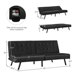 FLOYINM Futon Sofa Bed PU Leather Convertible Folding Couch Sleeper Lounge Convenient Installation (Color : E) 10 FLOYINM Futon Sofa Bed PU Leather Convertible Folding Couch Sleeper Lounge Convenient Installation (Color : E) -Safavieh Furniture 411qOa0iOVL 3