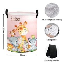 Cute Jungle Animals Personalized Laundry Basket Clothes Hamper With Handles Waterproof,Custom Collapsible Laundry Storage Baskets For Bedroom,Bathroom Decorative Large Capacity -Safavieh Furniture 411s0Da6vdL