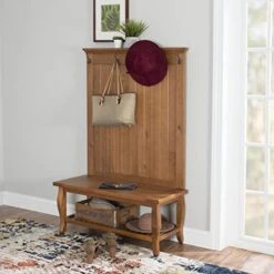 Linon Santa Fe Hall Tree, 40"W X 17.99"D X 64.02"H, Natural -Safavieh Furniture 411uC7PA5tL