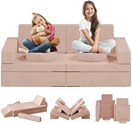 Linor Kids Couch 10 Pcs Toddler Couch, Baby Kids Sofa Couch For Bedroom & Playroom, Over 10 Combinations Creative Modular Sofa For Imaginative Kids, Kids Furniture(Grey) 9 Linor Kids Couch 10 Pcs Toddler Couch, Baby Kids Sofa Couch For Bedroom & Playroom, Over 10 Combinations Creative Modular Sofa For Imaginative Kids, Kids Furniture(Grey) - Image 9