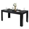 Giantex Dining Table, Wood Rectangular Table, Modern Farmhouse Table 63" X 31.5" X 30", Home Furniture Kitchen Table, Black Dining Room Table For 4-6 People