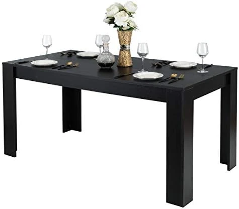 Giantex Dining Table, Wood Rectangular Table, Modern Farmhouse Table 63" X 31.5" X 30", Home Furniture Kitchen Table, Black Dining Room Table For 4-6 People 6 Giantex Dining Table, Wood Rectangular Table, Modern Farmhouse Table 63" X 31.5" X 30", Home Furniture Kitchen Table, Black Dining Room Table For 4-6 People - Image 6