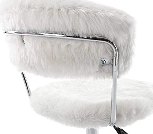 DM Furniture Fluffy Home Office Desk Chair Furry Faux Fur Swivel Task Chair For Women Girls Kids, Living Room Bedroom Vanity, White 3 DM Furniture Fluffy Home Office Desk Chair Furry Faux Fur Swivel Task Chair For Women Girls Kids, Living Room Bedroom Vanity, White - Image 3