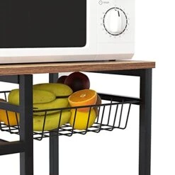 SDHYL Rolling Kitchen Baker's Rack, Utility Storage Shelf Cart, Microwave Stand, For Spice Rack Organizer Workstation, Rustic Brown S7-YL-D5002-US -Safavieh Furniture 412EzPEggGS