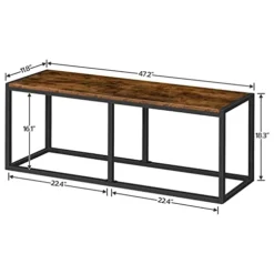 HOOBRO Dining Benches, Pair Of 2 Benches, 47.2 Inch Table Bench, Industrial Style Indoor Bench, Steel Frame, Easy To Assemble, For Kitchen, Dining Room, Rustic Brown And Black BF12CDP201 -Safavieh Furniture 412GT2WAmyL 1